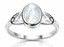  Mondstein Ring 925 Silber Damen Boho Vintag...