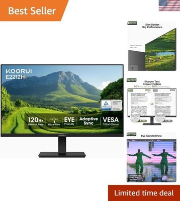 Frameless 22-Inch FHD Monitor - 120Hz, 4000:1 Contrast, HDMI/VGA-Compatible