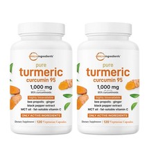 2 PACKS Pure Turmeric Curcumin Supplement 1,000mg  95 Curcuminoids  120Veggie