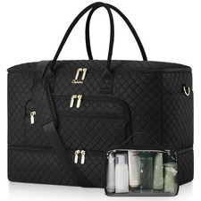 Travel Duffle Bag, Wide Open Large Weekender Bag for Women with Shoe Compartm...