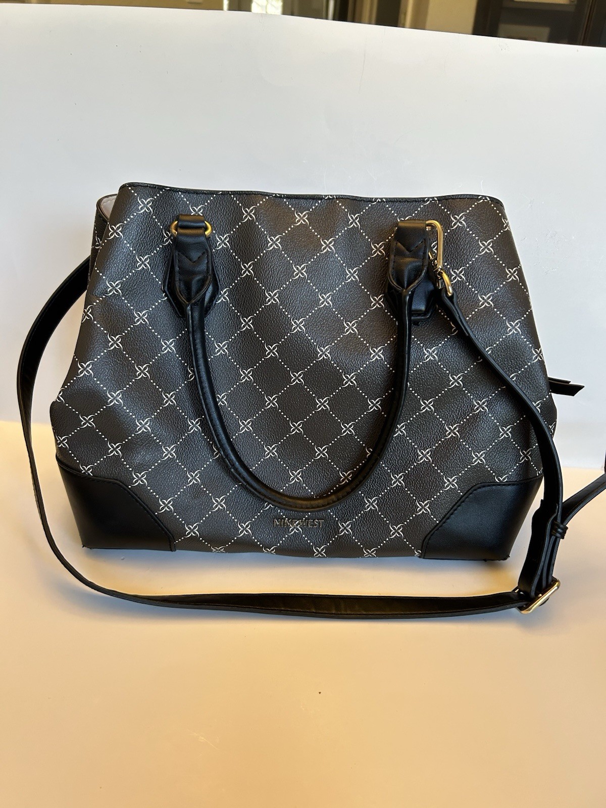 Nine West Brown Brooklyn Jet Set Satchel Brown Black Tote  10
