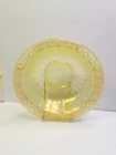 Depression Glass Bowl 11" greenIsh Yellow iridescent  uranium glass.
