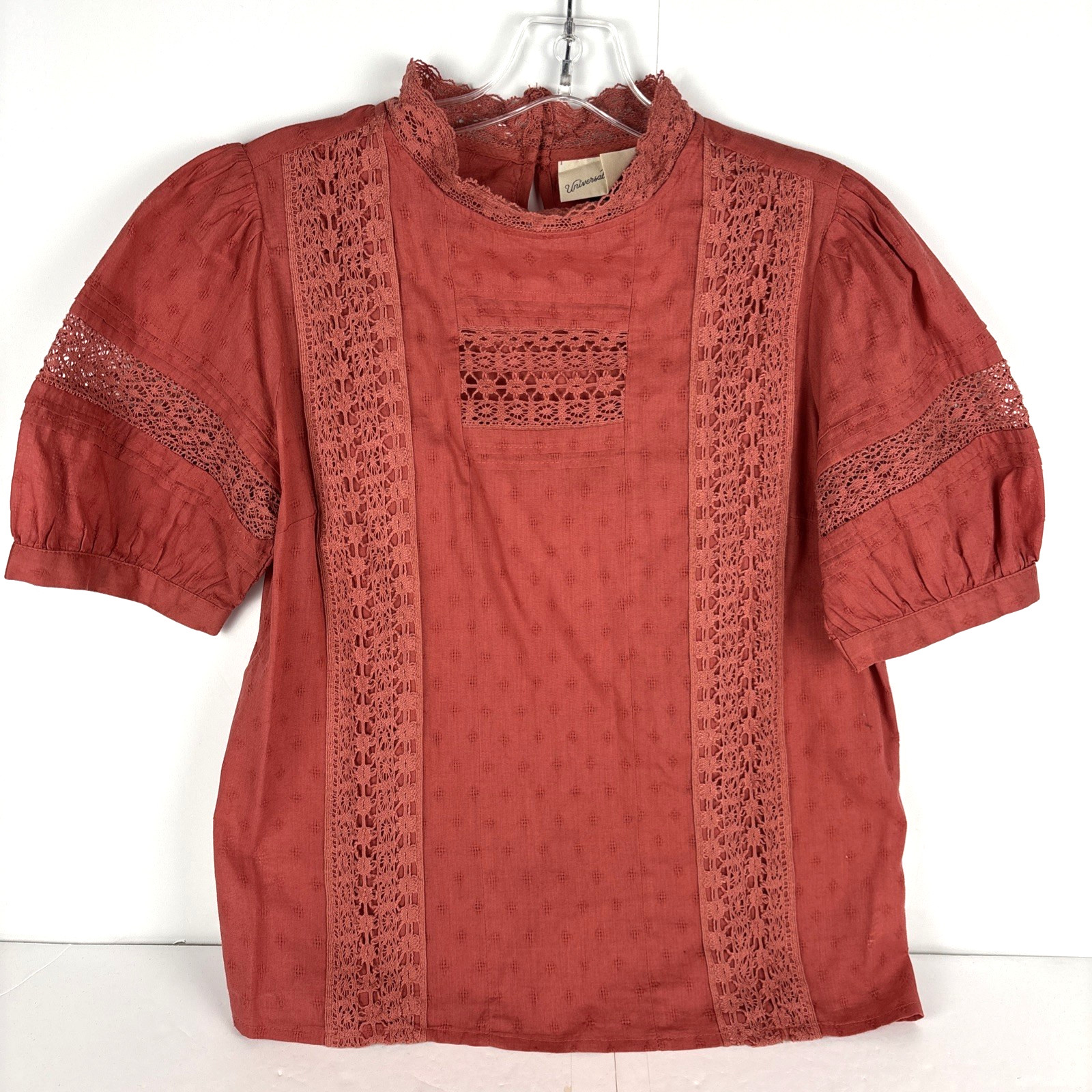 Universal Thread Lace Trim Eyelet Blouse 100% Cot… - image 1