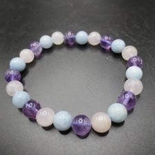 Natural Asstd Gemstone Chakra Small Bead Faceted Beaded Stretch Bracelet 7"