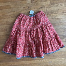 Mini Boden Girls 9-10Y Full Pink Corduroy Skirt With Blue Trim NWT