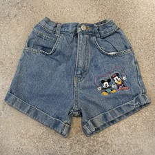 Vintage 90s Mickey  Co Denim Jean Shorts Youth Size 6 Walt Disney Cute Retro