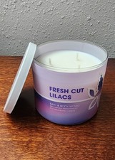 Bath & Body Works Fresh Cut Lilacs 3-Wick Candle Simple Design W/ White Lid NEW!