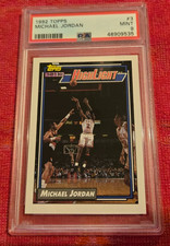 1992 TOPPS BASKETBALL CARD #3 MICHAEL JORDAN GRADED PSA 9  MINT !