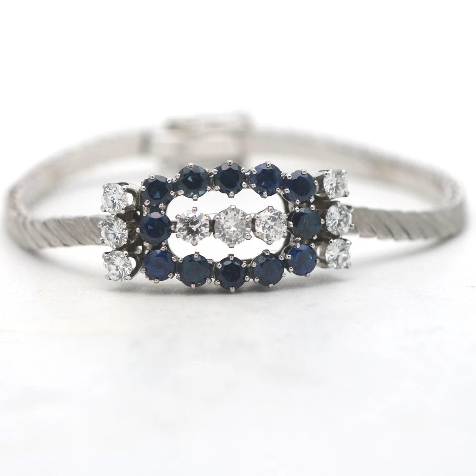 Brillant Gold Armband 750 18 Kt 1,55 Ct Weißgold Saphire Diamant Wert 5900,- - Bild 3 von 4