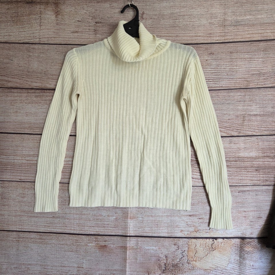 Emma Knit Jumper ~ Size 10 Women's ~ Cream Ribbed Turtleneck