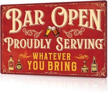 Putuo Decor Bar Sign for Home Bar, Drink Vintage Tin Metal Signs, Bar Open Proud