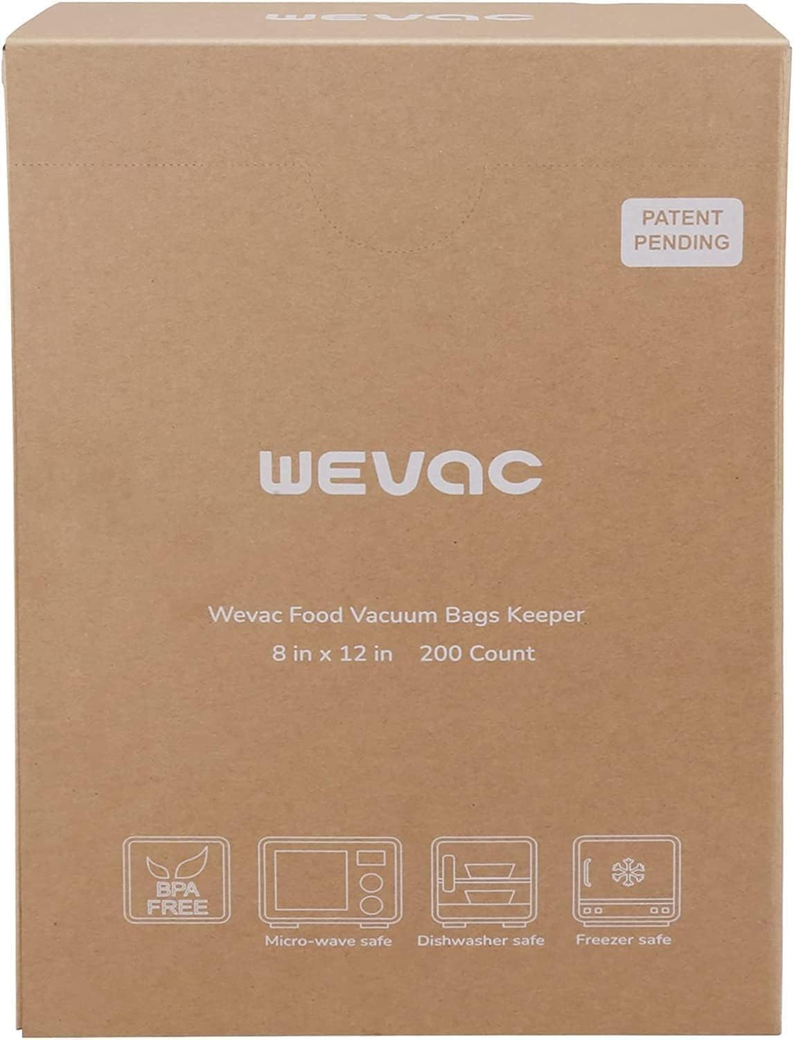 Wevac 8” x 12” 200 Count Food Vacuum Sealer Bags Keeper, PreCut Quart, Ideal