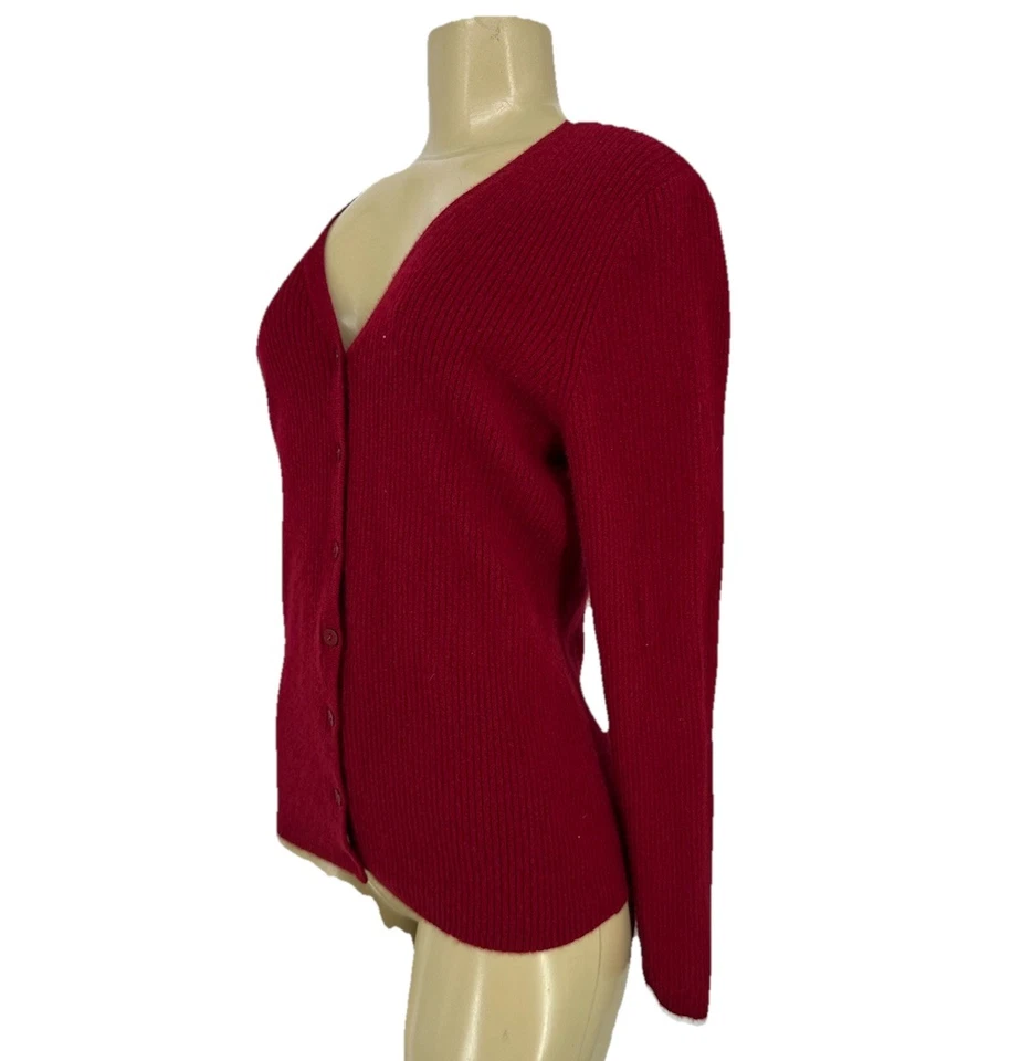 A. Gianetti Medium Women Button Up Cardigan Sweater Cashmere V-neck Ribbed 12-1k - Image 2 of 4