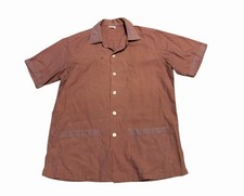 Vintage 50s Button Up Cabana Shirt Size M Manhattan Checkered Pockets