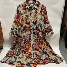 NEW Parsley & Sage Button-Up Waverly Maxi Tiered Boho Dress Embroidered Medium