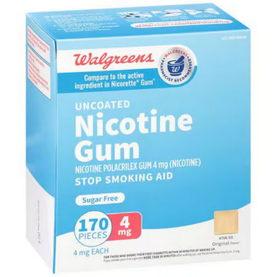 ''HOT SALE'' Nicotine Walgreens gum uncoated 4mg 170ct sugar free EX03/2028 SEALED