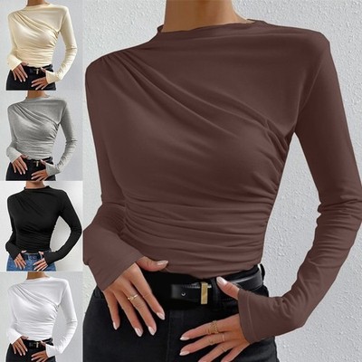 Elegante Langarmshirts für Damen mit Plissee-Detail und bequemer Passform