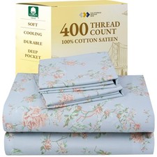 California Design Den Floral Queen Sheet Set - 400 TC Sateen Cotton