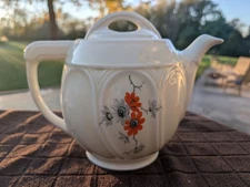 Vintage Drip-O-Lator ENTERPRISE ALUMINUM Orange Floral Daisy's TEAPOT COFFEE
