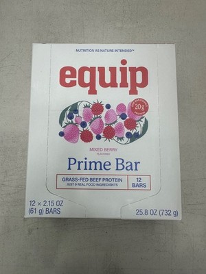 Equip Prime Bar Mixed Berry Grass-Fed Beef Protein Bars 12 Pack 20g Protein