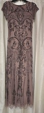 SALE‼️Pisarro Nights Embellished Beaded Mesh Dress Gown Black Tie Sz 6 Mauve NWT