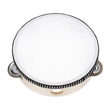 1 Pcs Tambourine Drum 6 Inch Hand Held Tambourine for Adults, Wood Color