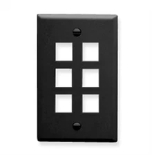 ICC FACEPLATE FLAT 1-GANG 6-PORT BLACK IC107F06BK UPC 633758019132 -
