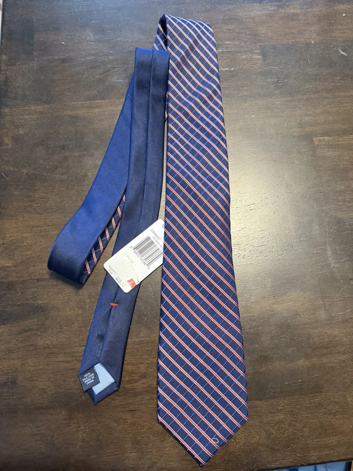 Nuevo con etiquetas Corbata Tommy Hilfiger Para Hombre 100% Seda Rayas Estilo Clásico Rojo Azul Foto 4 de 4