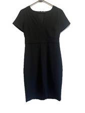 Ann Taylor Women 2 Black Sheath Dress Career Office Short Sleeve V Neck Cocktail