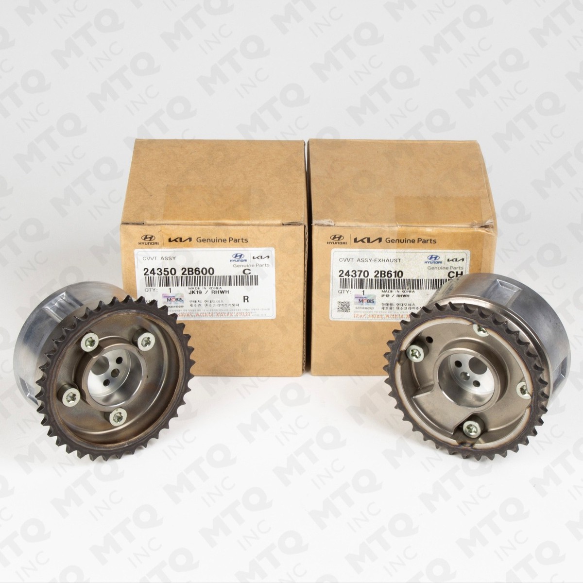 New Hyundai Kia CVVT Camshaft Gear Set 24350-2B600 & 24370-2B610