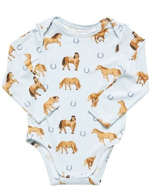 Angel Dear Infant Boys' Horse Print Long Sleeve One Piece - 147-F25-WHB