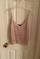 Maje size 3 (Large) Cropped Camisole Blush Pink Adjustable Straps Sexy Fairycore