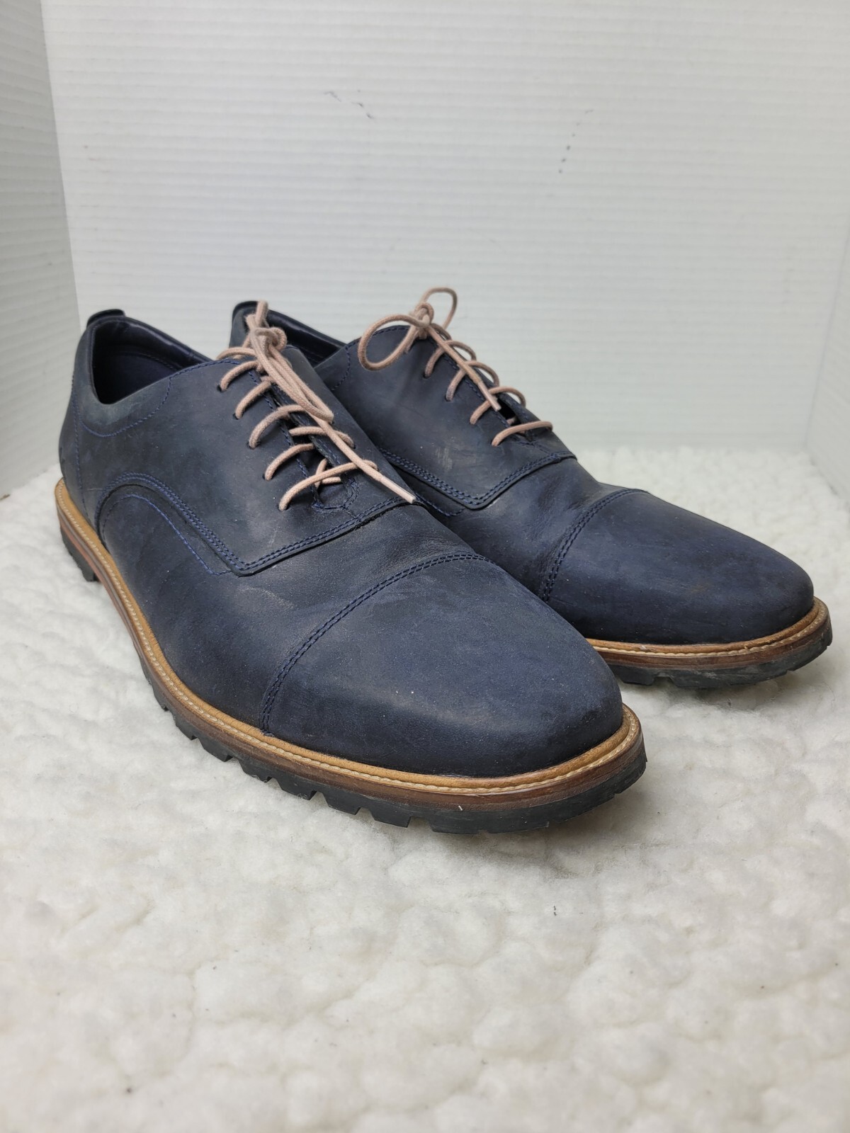 SAOLA Scarpe Cole Haan Richardson uomo derby taglia 13 punta a cappuccio pelle blu marino C28874