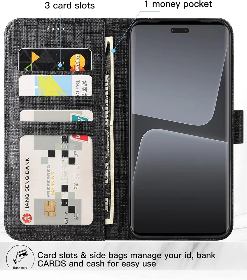 For Xiaomi 13 Lite Mi Flip Leather Wallet Stand Phone Case Cover Black 2023 - Image 3 of 4