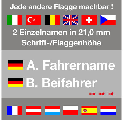 2 x NAME | FLAGGE - Autoaufkleber - Rallye Racing | Motorsport Kart - Wunschtext