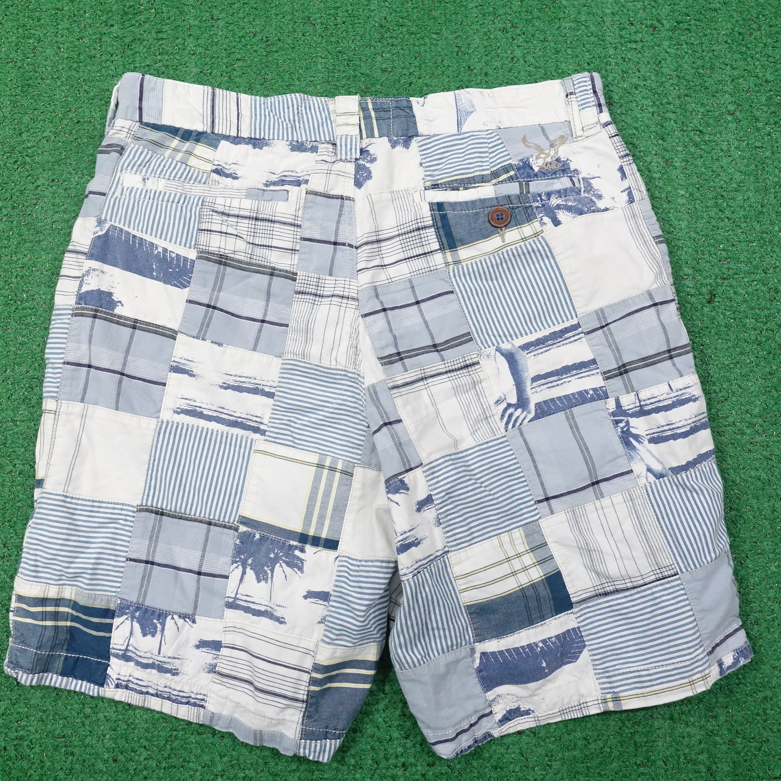 AMERICAN EAGLE BLUE PATCHWORK CHECK PLAID SHORTS … - image 3