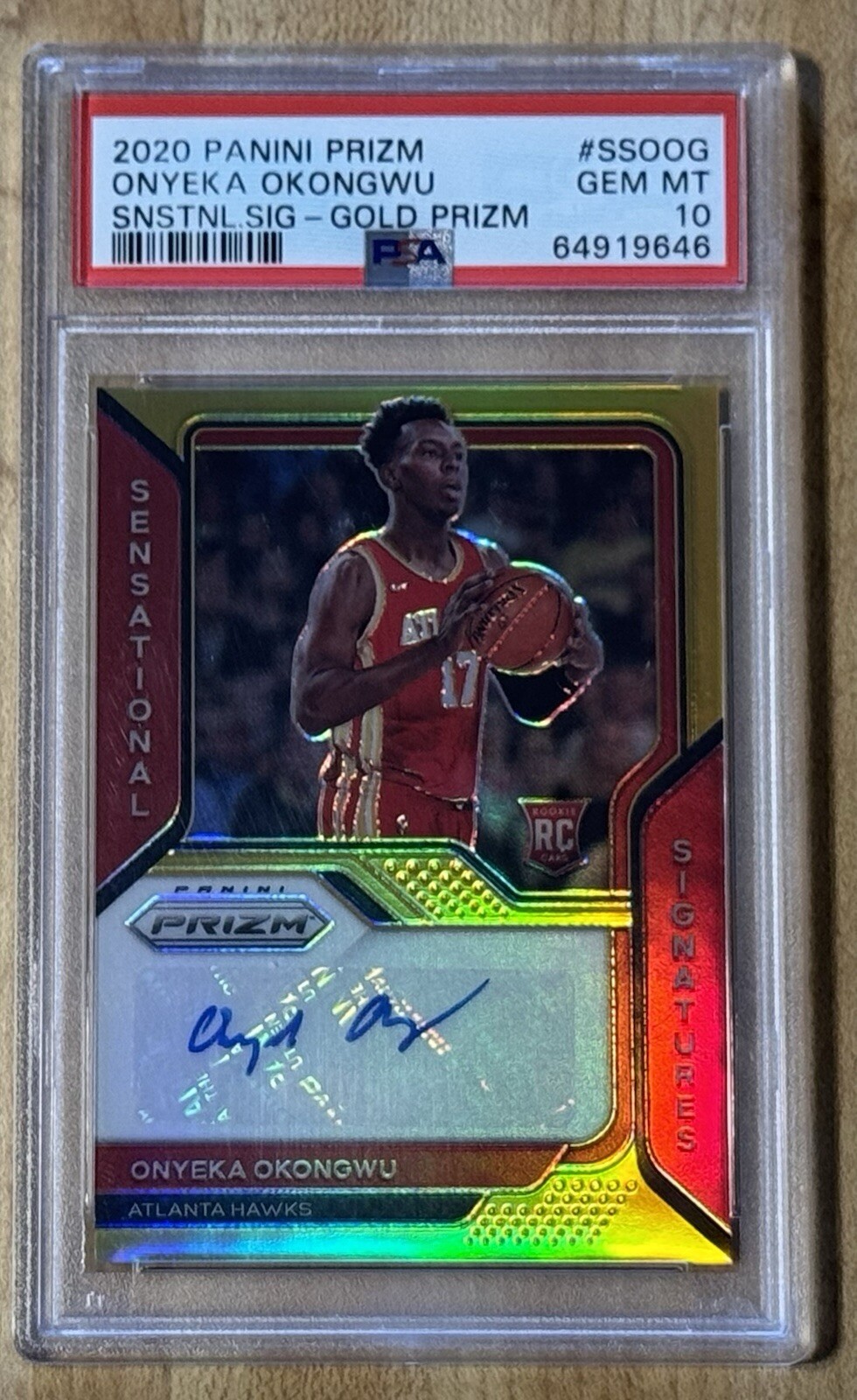 Onyeka Okongwu PSA 10 Rookie Card /10 Sensational Auto Gold Prizm 2020 RC Pop 1
