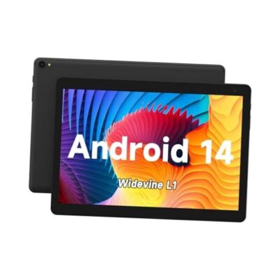  Tablet 10 inch Android Tablets, Android 14 Tablet Quad Core Processor Black