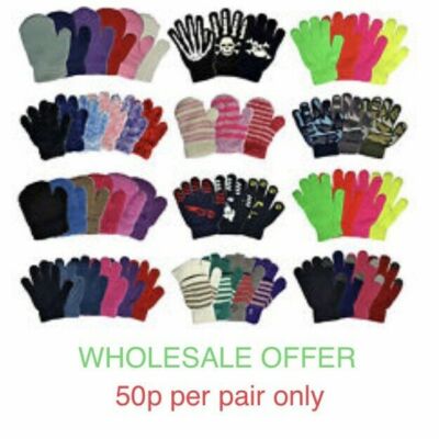 120 Paar gemischte magische Handschuhe Unisex Jungen Mädchen Winter Einheitsgröße Großhandel Restposten