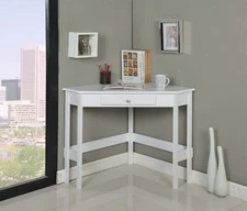 Kings Brand Furniture - Wood Home & Office Corner Desk with Drawer, White