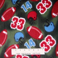Fleece Fabric - Football Toss on Green - Windham Velour Anti-Pill 58/60" YARD