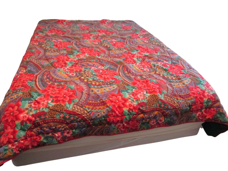 Edredón Vintage Cañón Navidad Completo Reina Pinecas Paisley Usado en Excelente Condición Foto 2 de 4