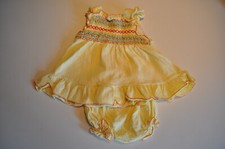 Vintage Girls Dress Carters Yellow Sundress with Smocking 6 Months