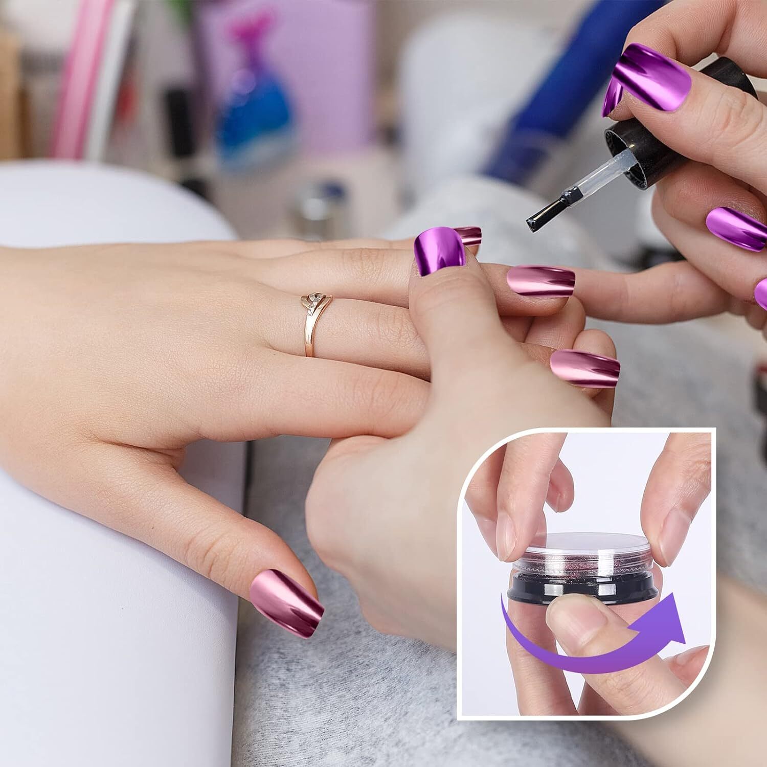 Artdone 16 Jars Chrome Nail Powder Art Glitter Decoration 16jars 