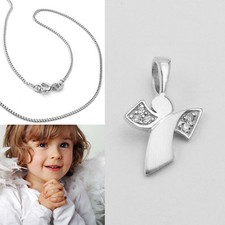 słodkie dziecko AInder ochrona anioł z kamieniami dziecko dzieci z łańcuszkiem prawdziwe srebro 925