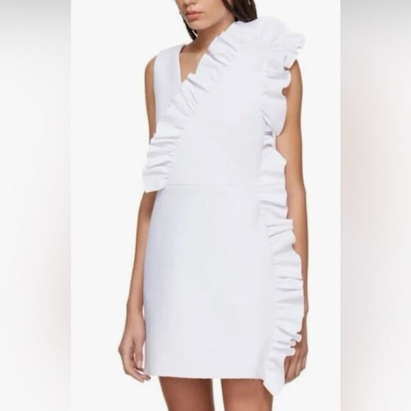 Msgm Milano White Ruffle Mini dress Size 38 Small