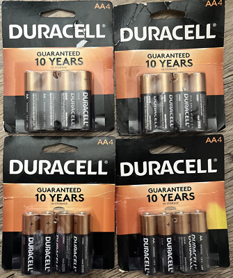 4X Duracell Coppertop AA AA4 Alkaline Batteries 4 Each 16 Total 3/3030 DAMAGED