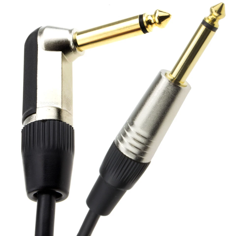 2m GOLD Right Angle MONO Jack 6.35mm 1/4 inch Guitar/Amp Cable Lead [007931] - Image 2 of 4