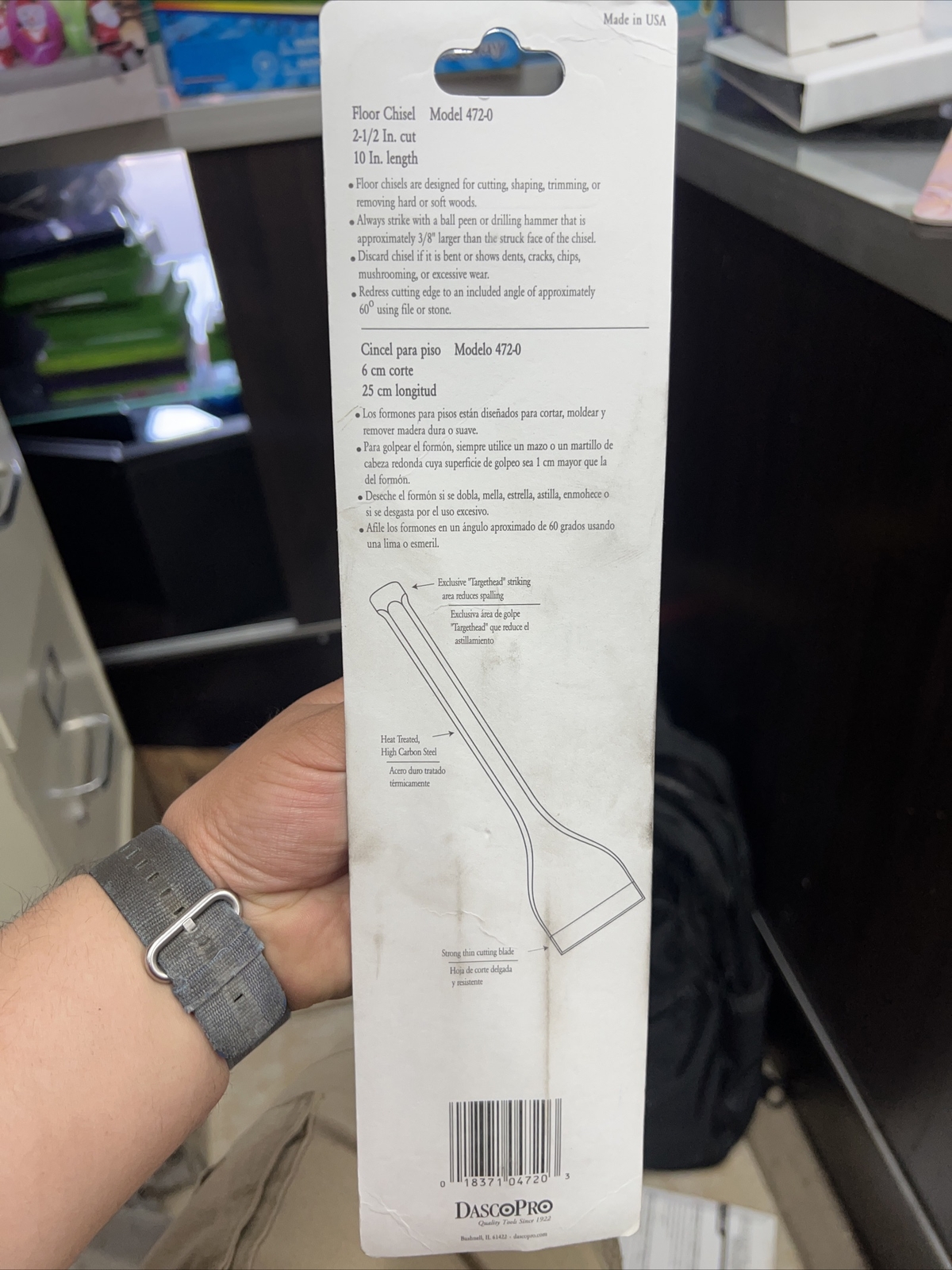 Vaughn & Bushnell Dasco 472-0  2-1/2" x 10" STEEL Floor Chisel USA MADE