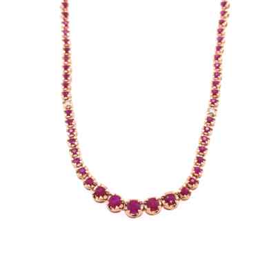 RUBY & ROSE GOLD TENNIS NECKLACE